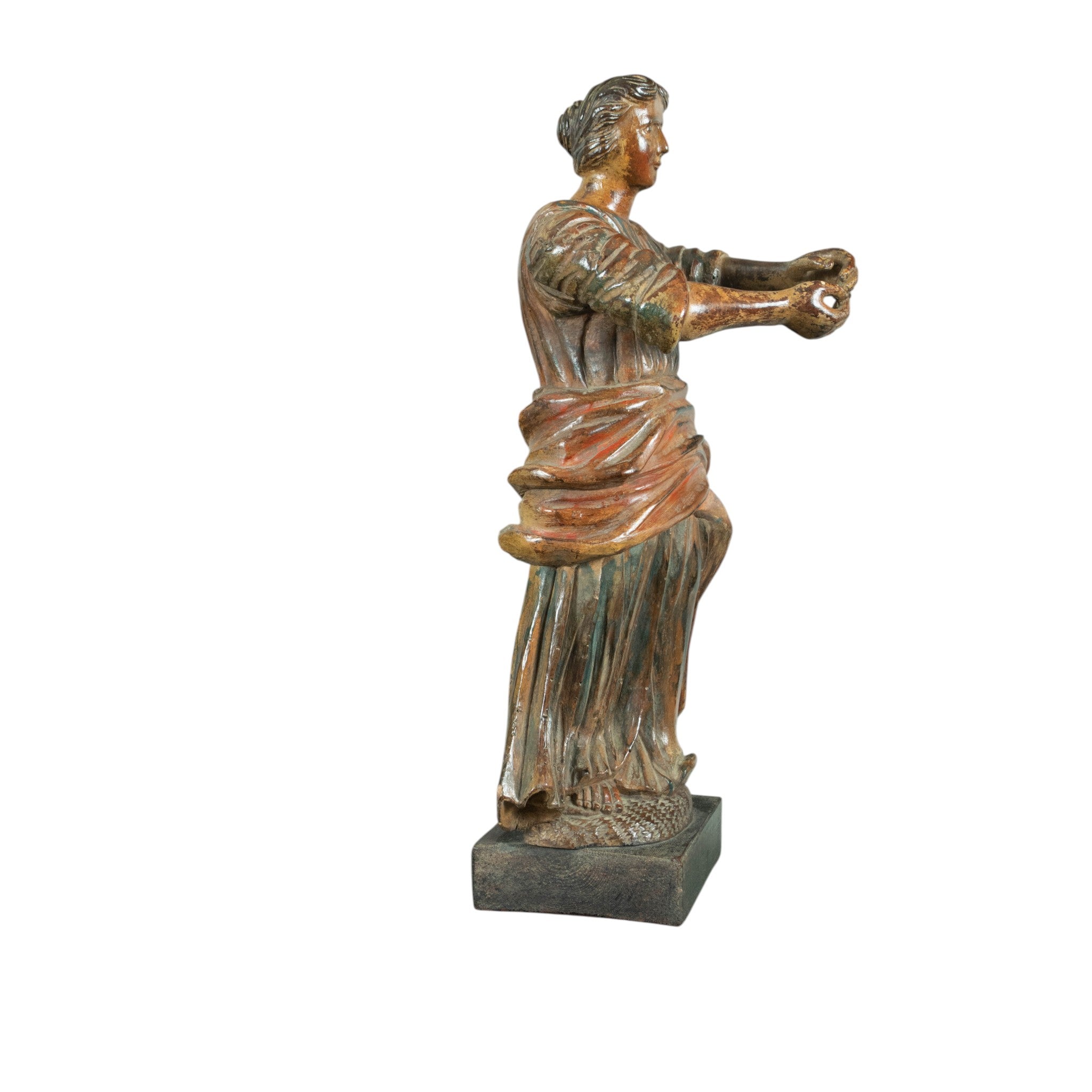 Antique Wood Figure, Saint, Italian, 18th Century
