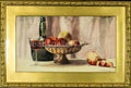 Watercolour, Antique, Still Life, Wine and Fruits