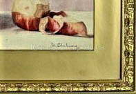 Watercolour, Antique, Still Life, Wine and Fruits