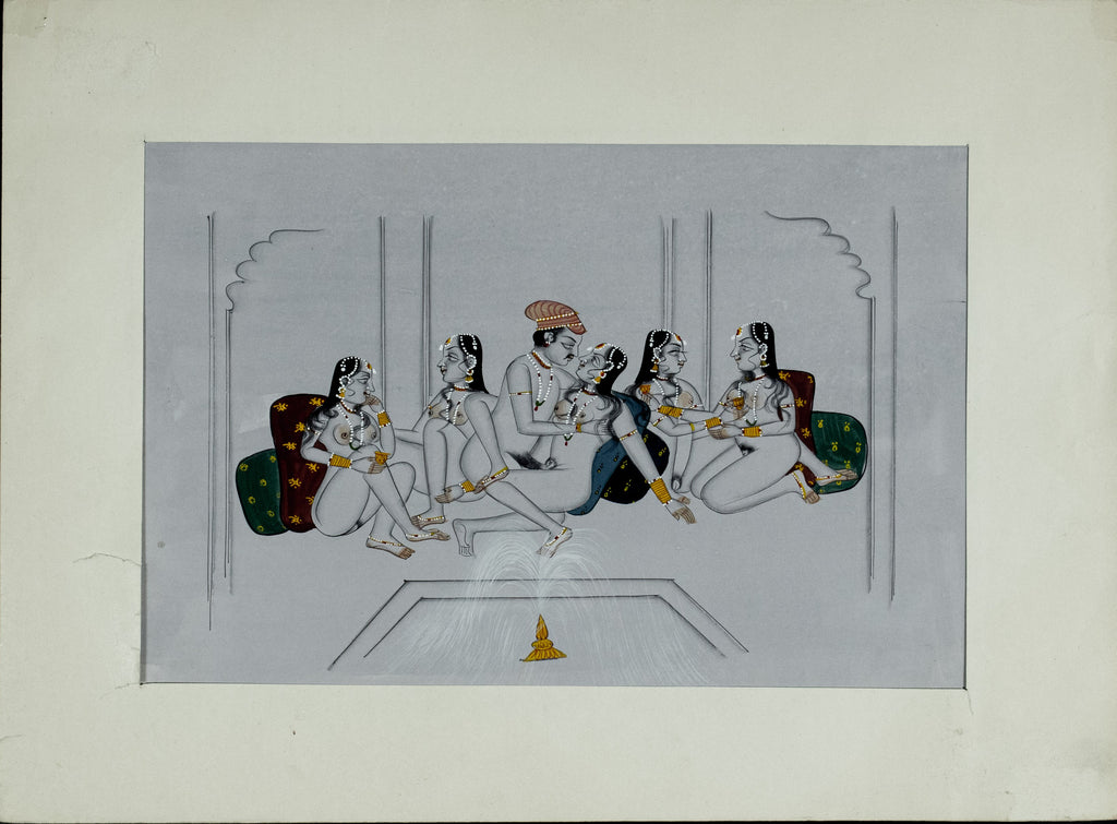 Erotic, Indian Miniature Painting,  paper, Kamasutra