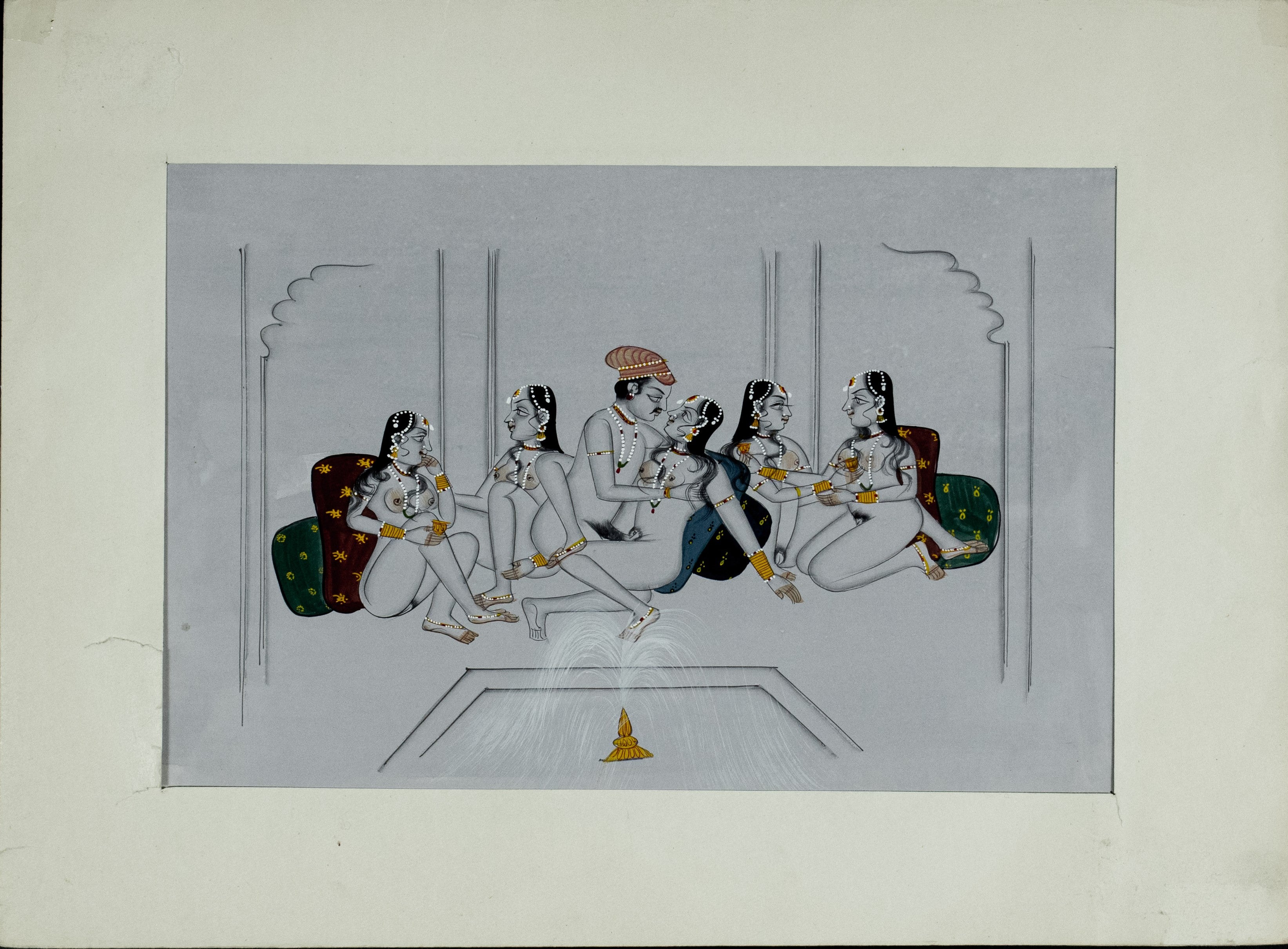 Erotic, Indian Miniature Painting,  paper, Kamasutra