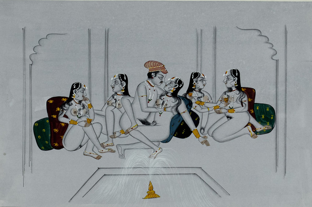 Erotic, Indian Miniature Painting,  paper, Kamasutra