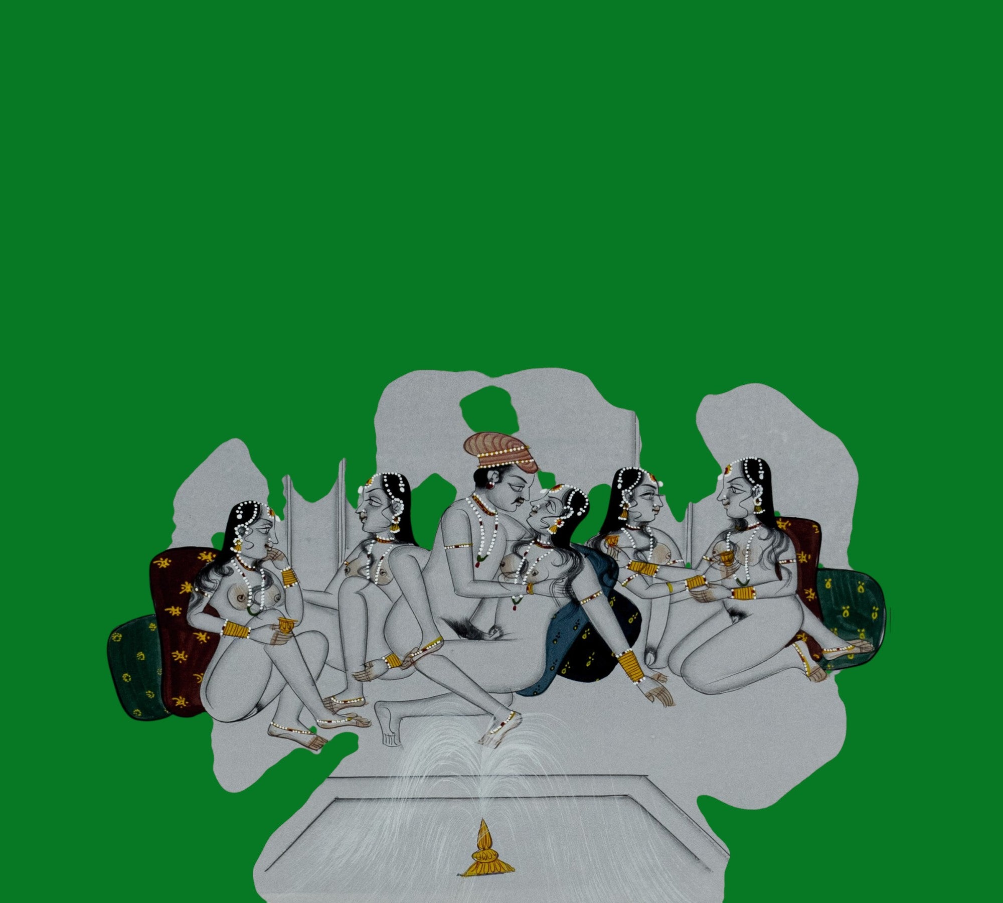 Erotic, Indian Miniature Painting,  paper, Kamasutra