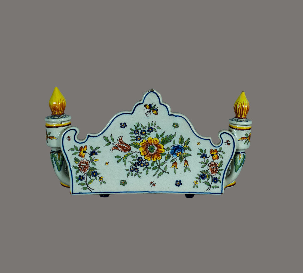 French Faience Double Inkwell, Rouen Region, 19th / Early 20th Century