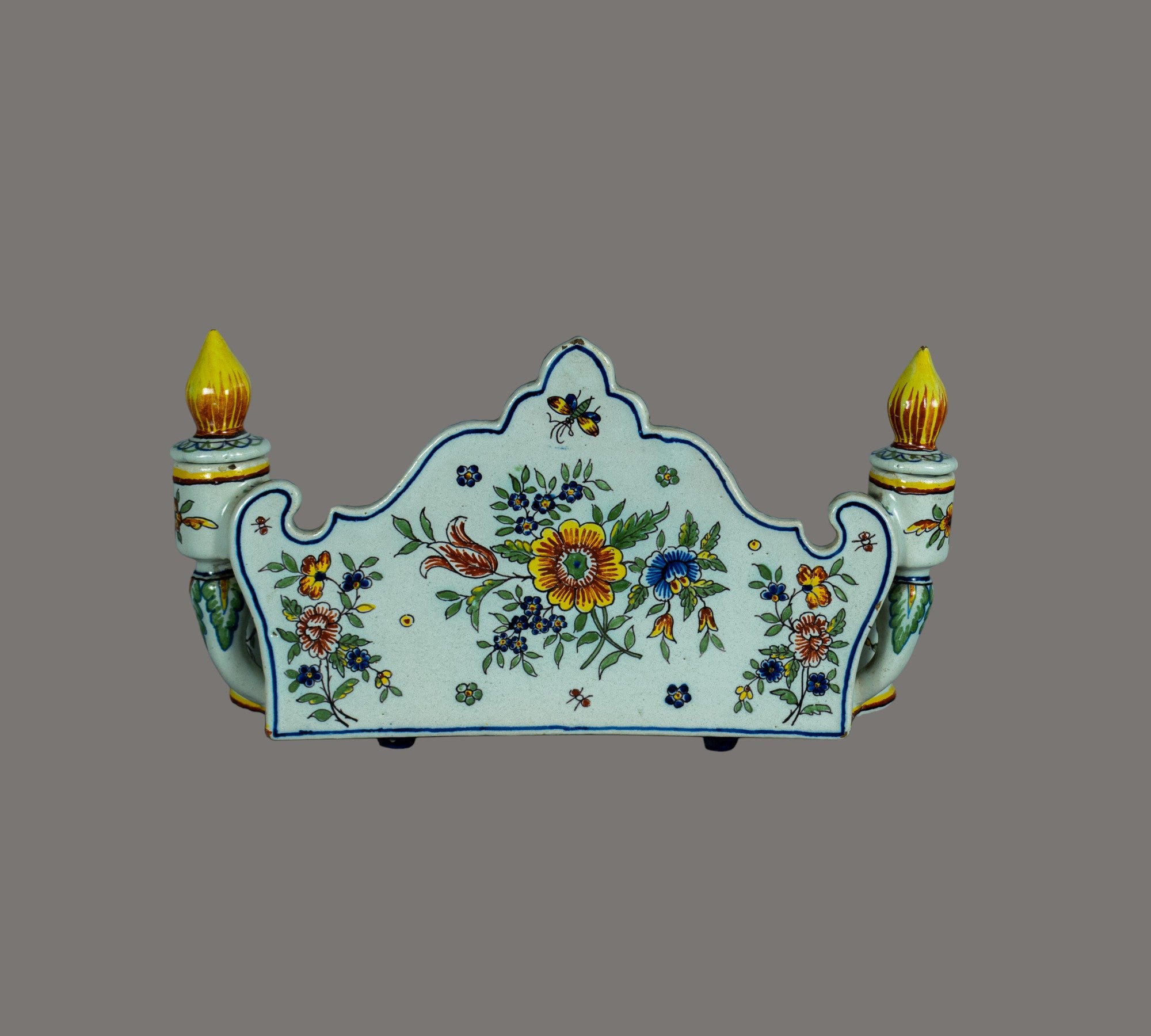 French Faience Double Inkwell, Rouen Region, 19th / Early 20th Century