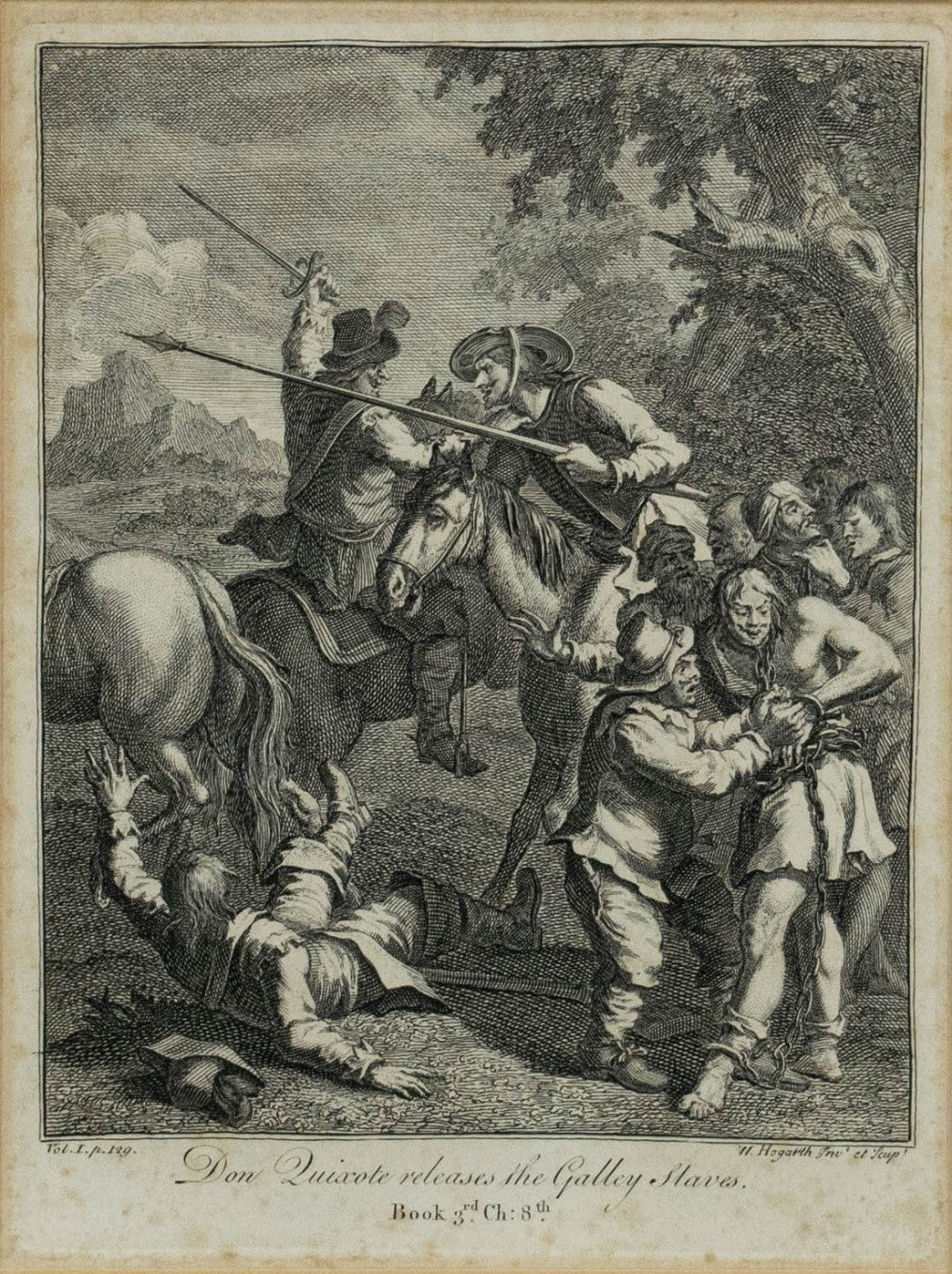 Engravings, William Hogarth, Rare circa 1756, set of 6 Don Quixote etc