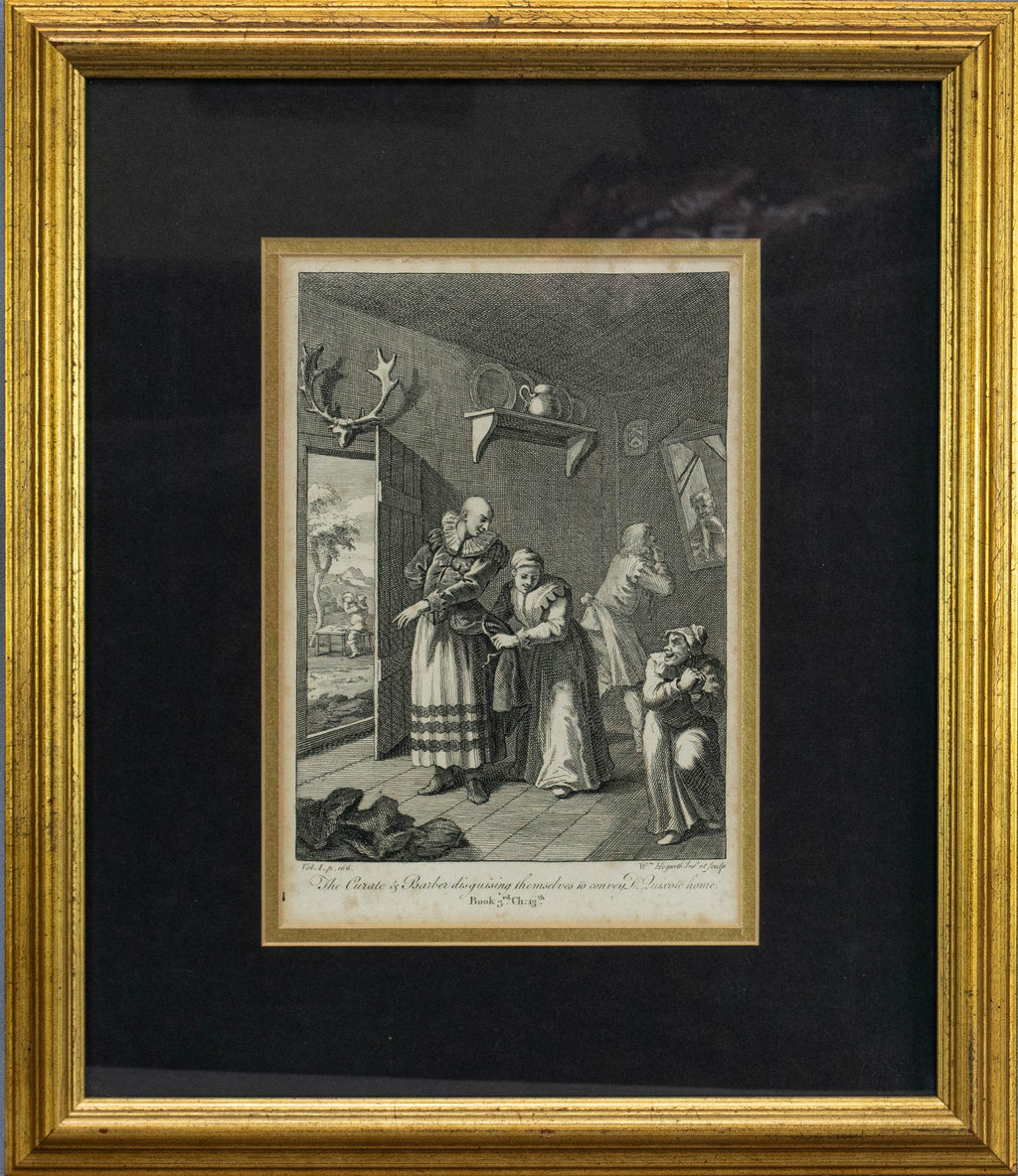 Engravings, William Hogarth, Rare circa 1756, set of 6 Don Quixote etc