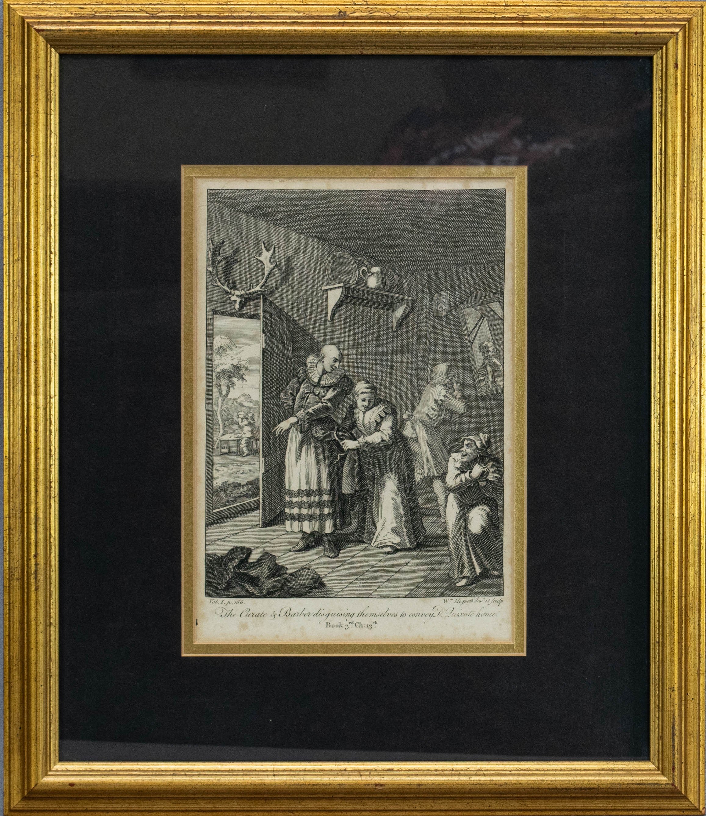 Engravings, William Hogarth, Rare circa 1756, set of 6 Don Quixote etc
