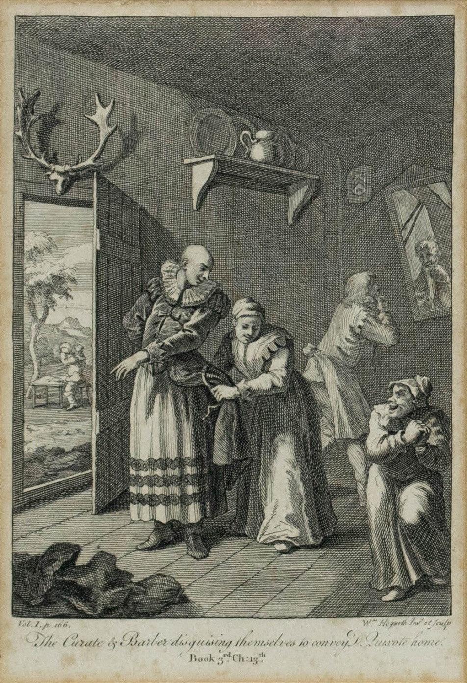 Engravings, William Hogarth, Rare circa 1756, set of 6 Don Quixote etc