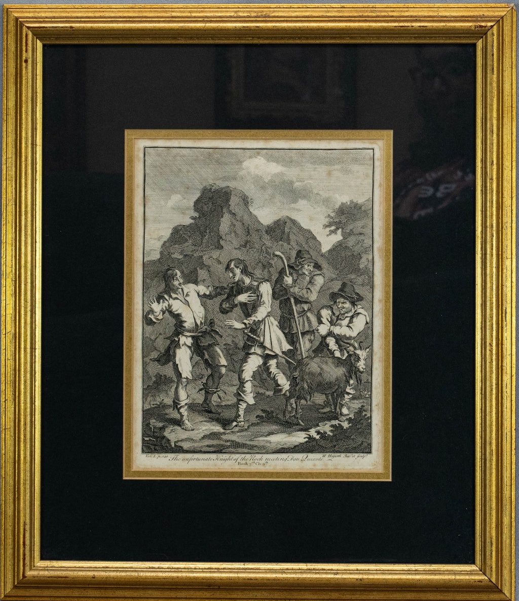 Engravings, William Hogarth, Rare circa 1756, set of 6 Don Quixote etc