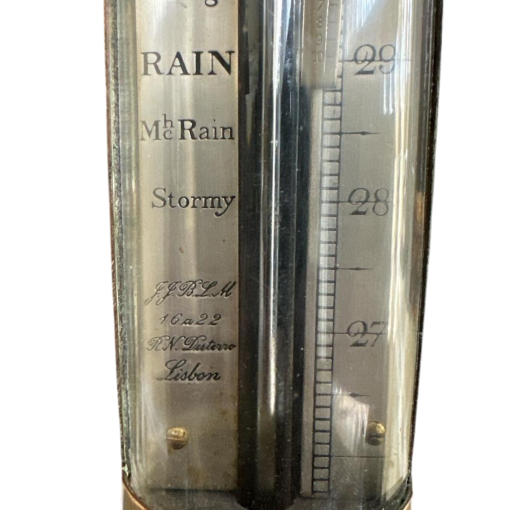Antique, Victorian, Portuguese, Marine Barometer, Brass-Cased, R.N. Desterro, Lisbon, 97cm