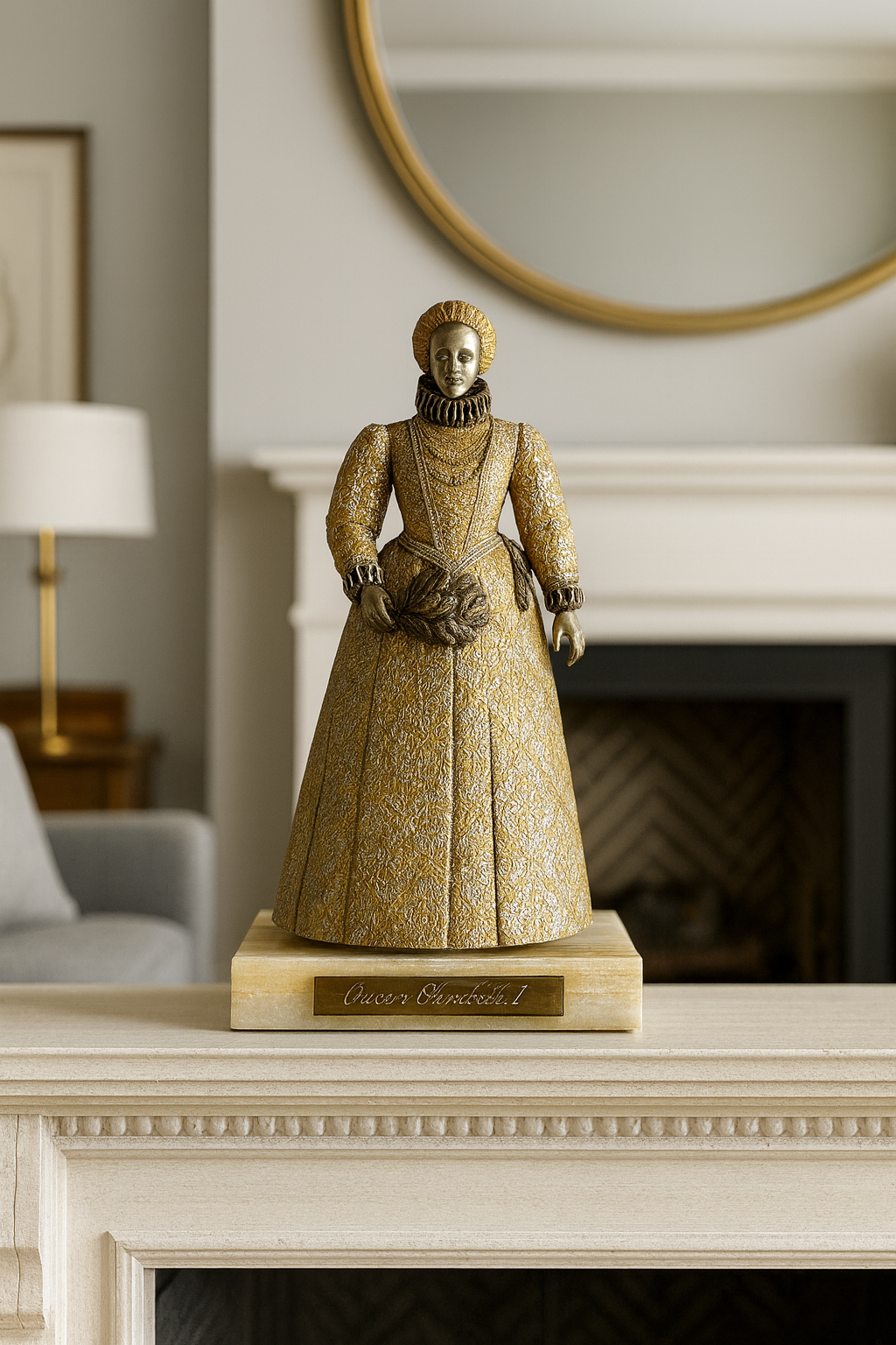 Queen Elizabeth I, Bronze, Gilded and Silvered, Onyx Base, Contemporary