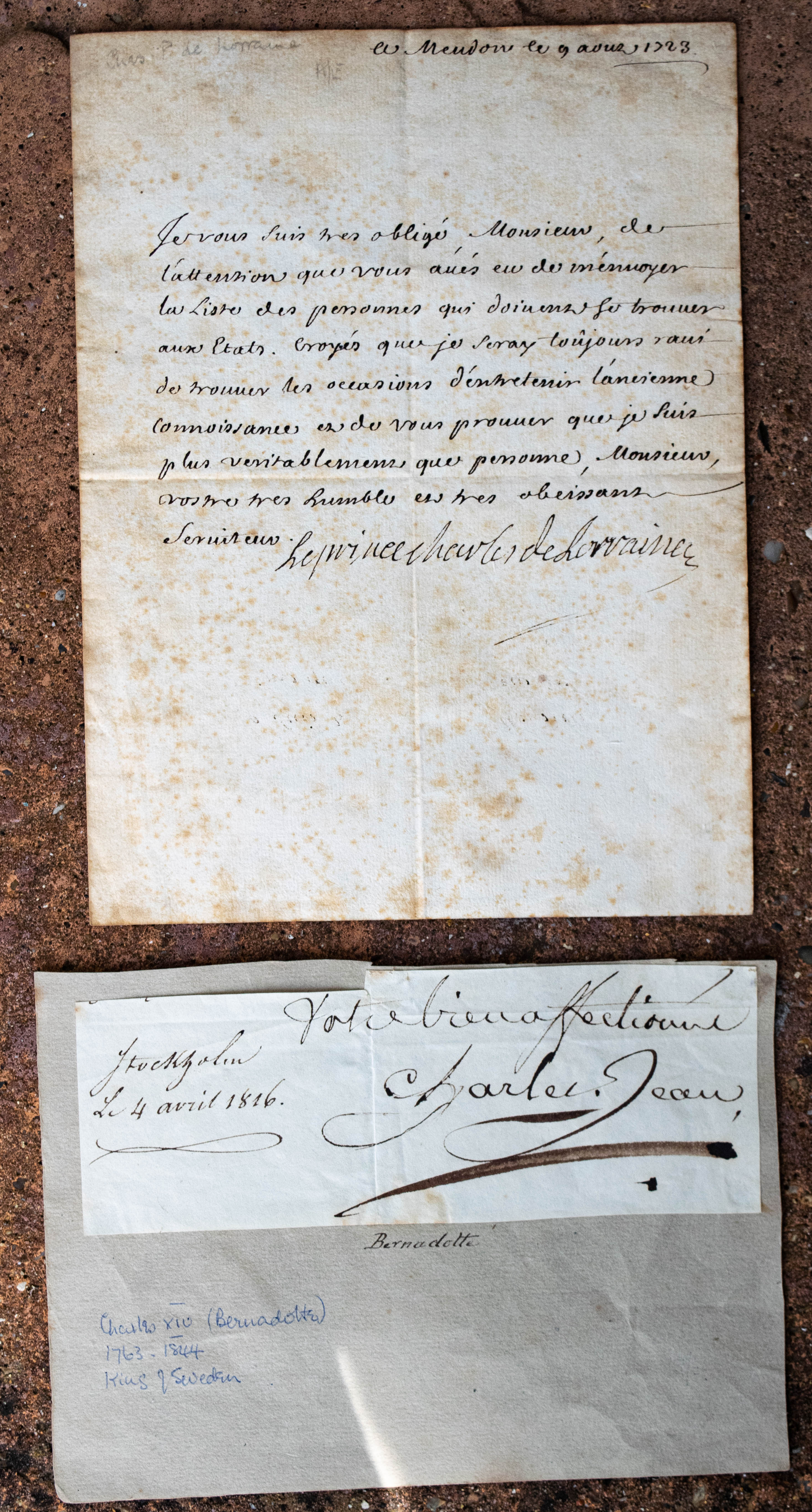 MANUSCRIPT, RARE 18TH CENTURY ROYAL, CHARLES, Prince of LORRAINE AUTOGRAPH LETTER, WITH SWEDISH ROYAL PROVENANCE