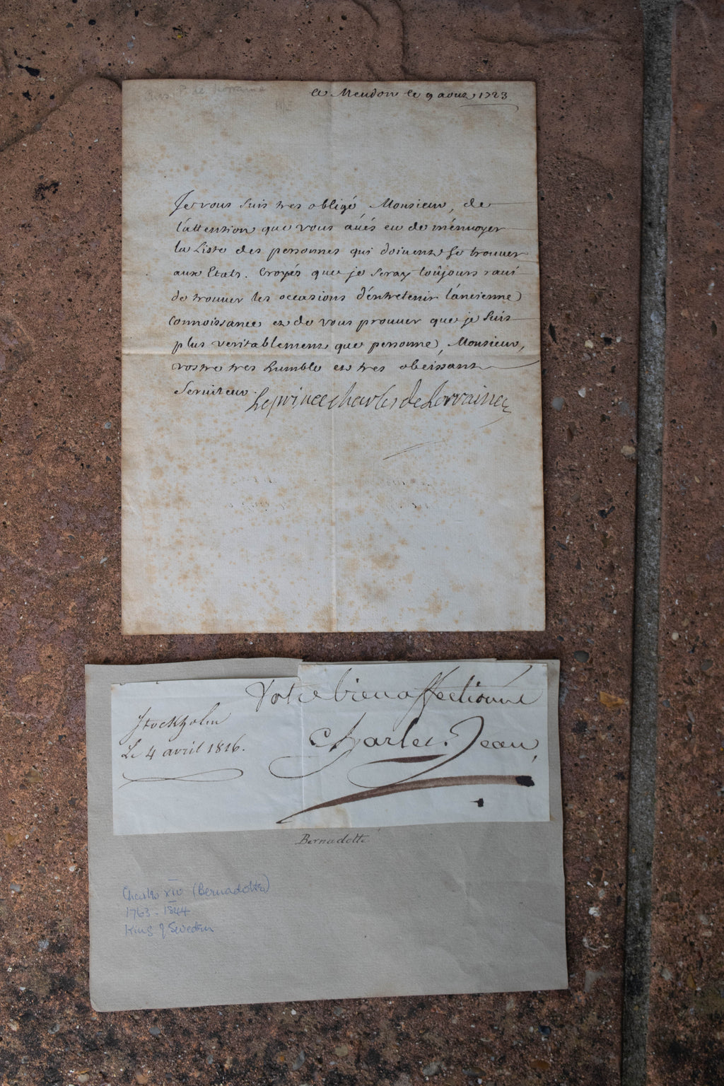 MANUSCRIPT, RARE 18TH CENTURY ROYAL, CHARLES, Prince of LORRAINE AUTOGRAPH LETTER, WITH SWEDISH ROYAL PROVENANCE