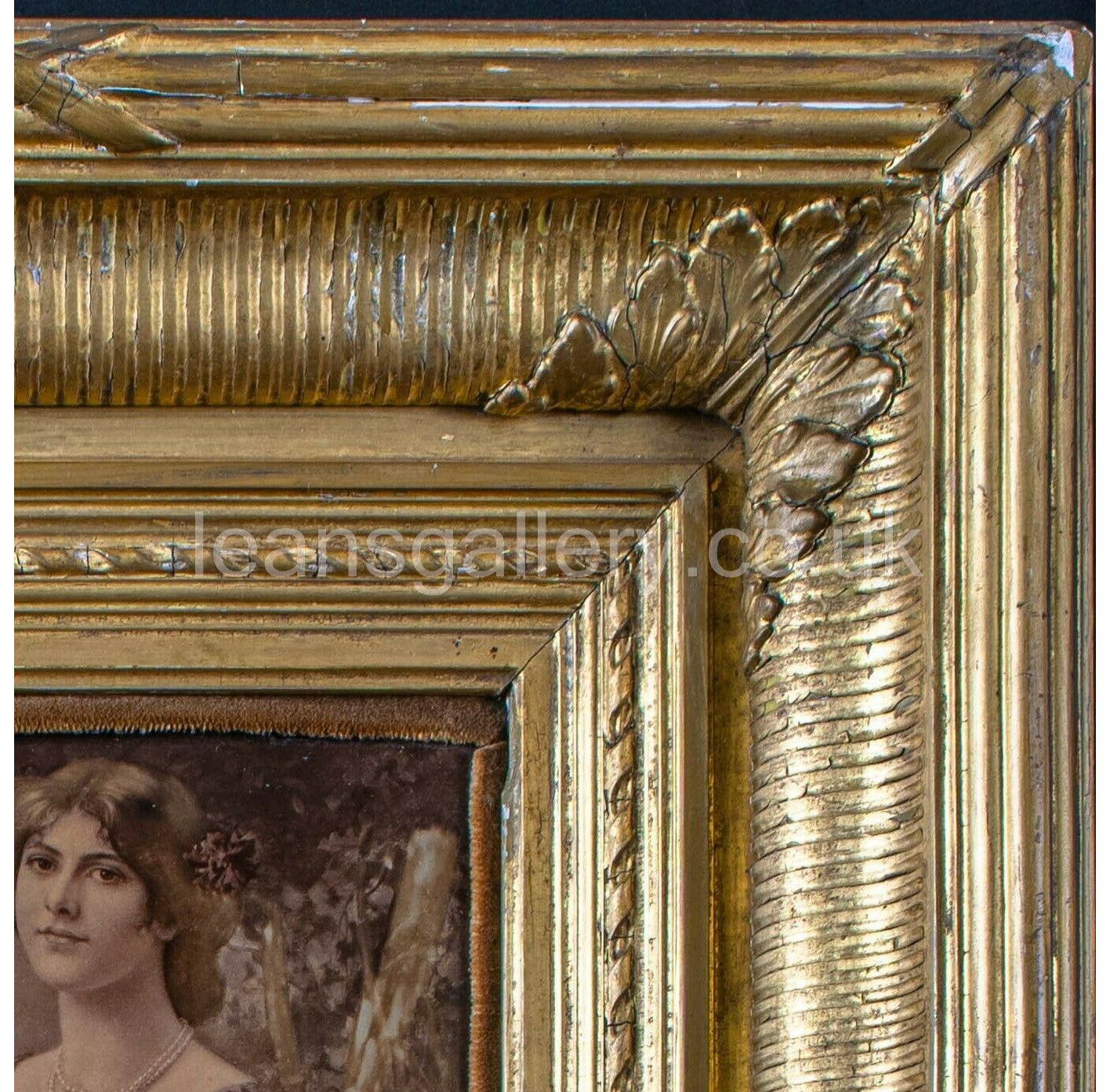 Antique, Chrystoleagram, Lady with fruit Tray, Gilt Framed
