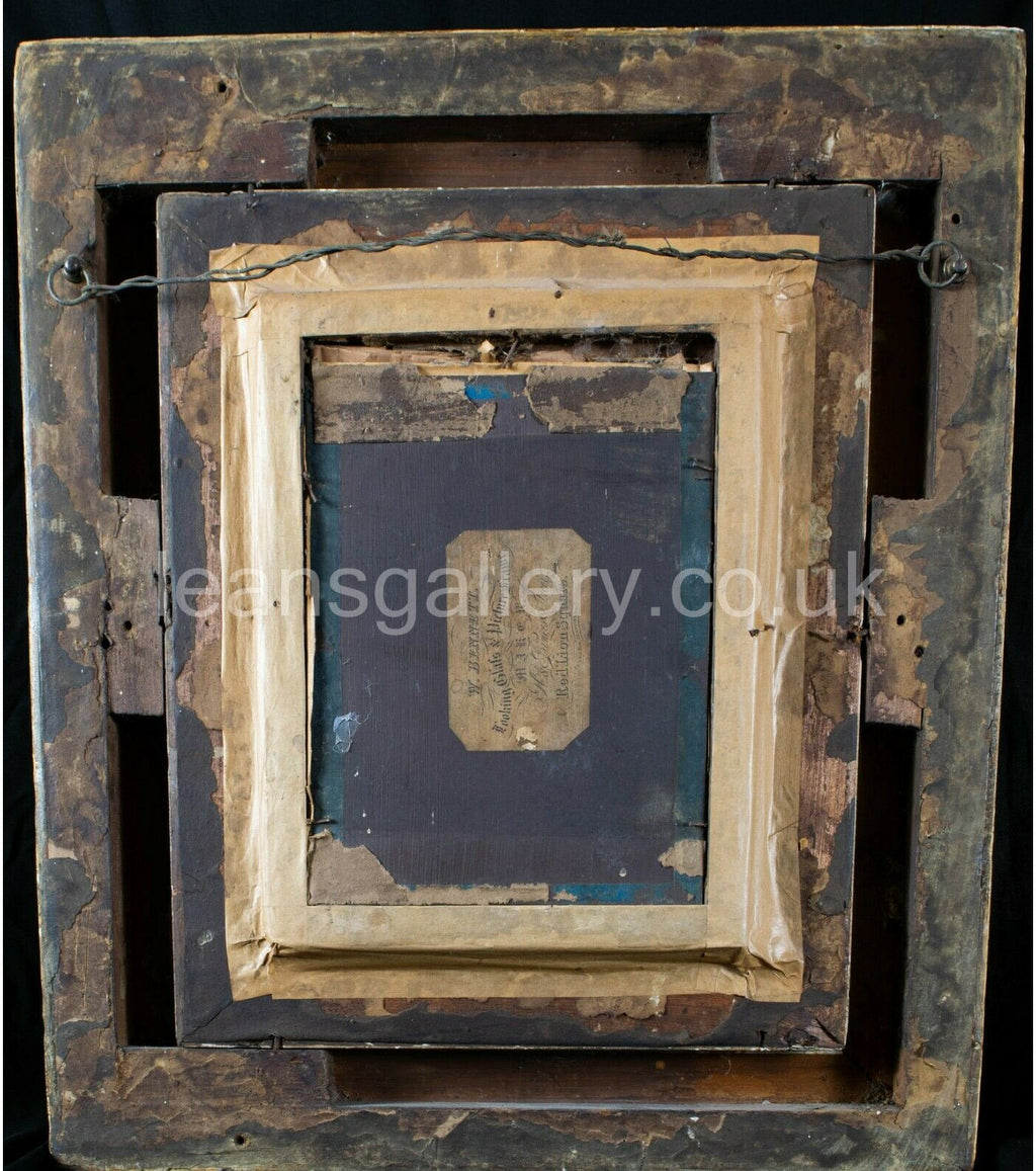 Antique, Chrystoleagram, Lady with fruit Tray, Gilt Framed