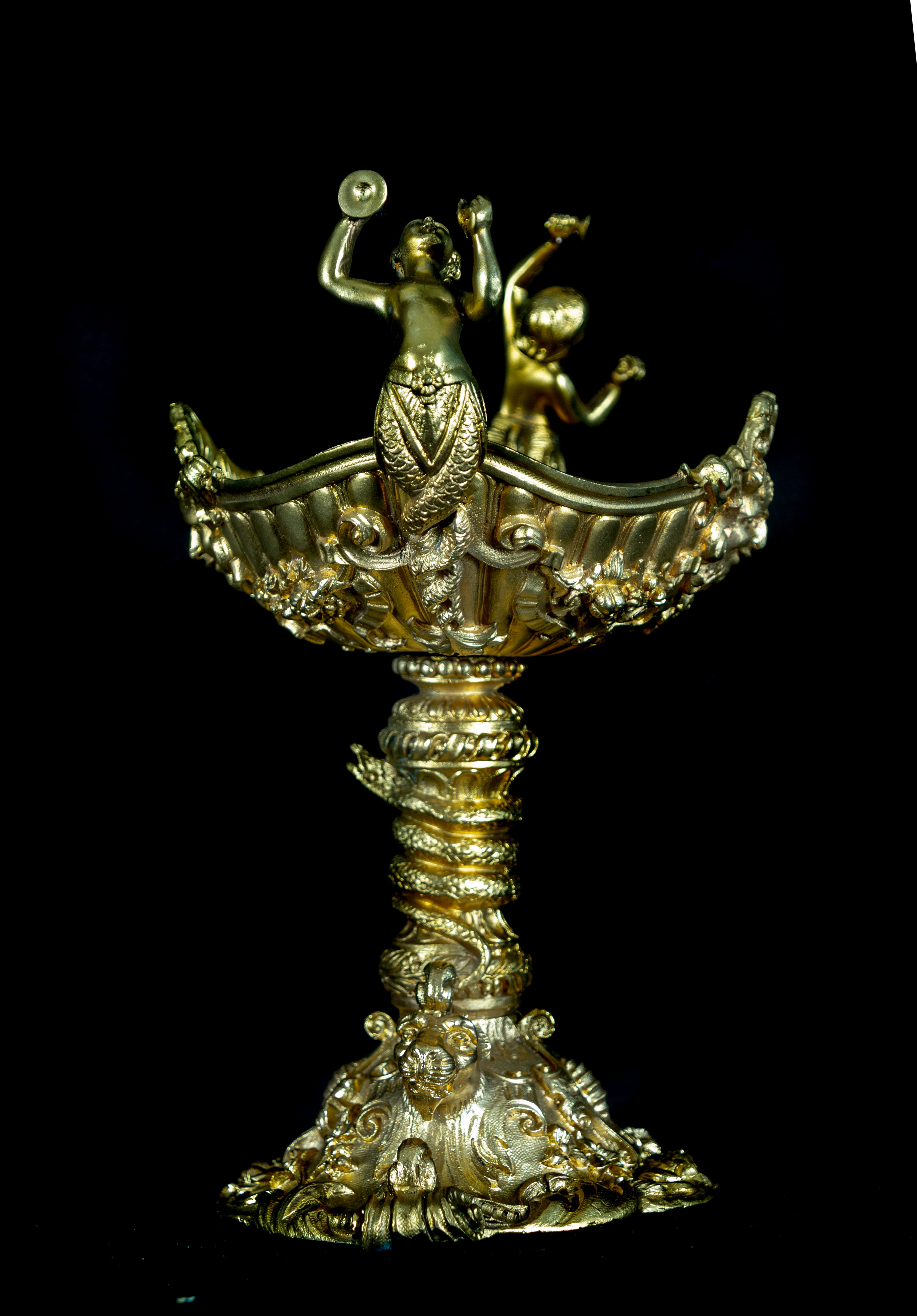 Tazza, Late 19/20th Century, Gilt Bronze, Rococo Form