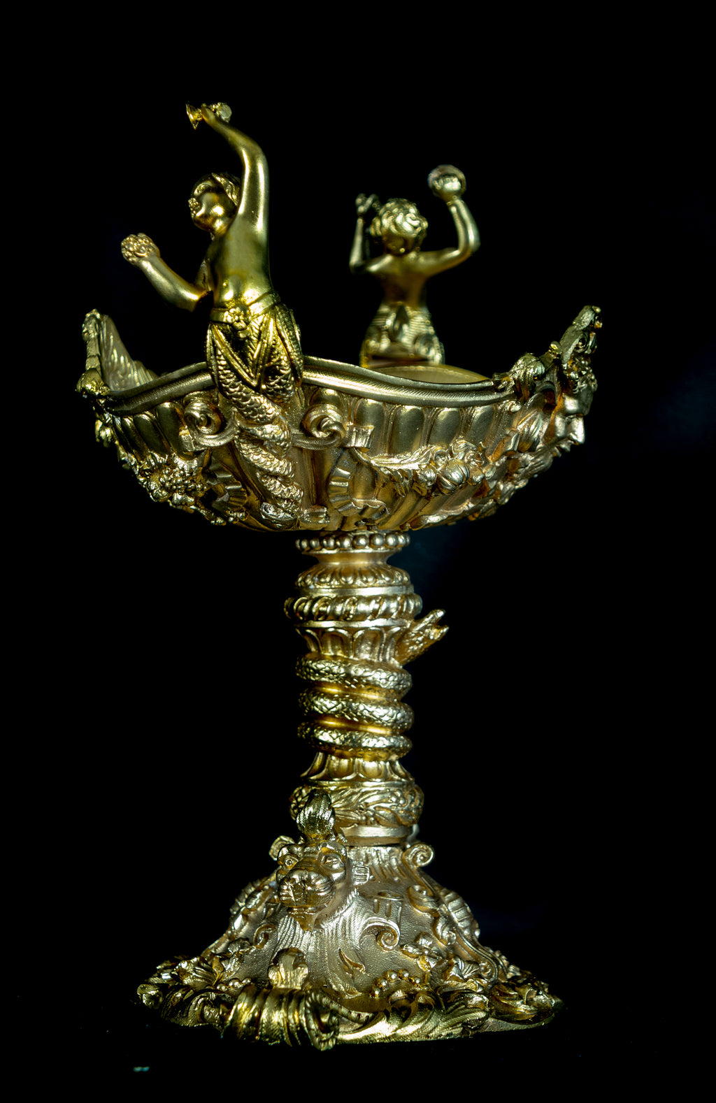 Tazza, Late 19/20th Century, Gilt Bronze, Rococo Form