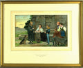 Antique, Watercolour, signed, dated 1892, Pilgrim Monk with Villagers,Charles baerfield