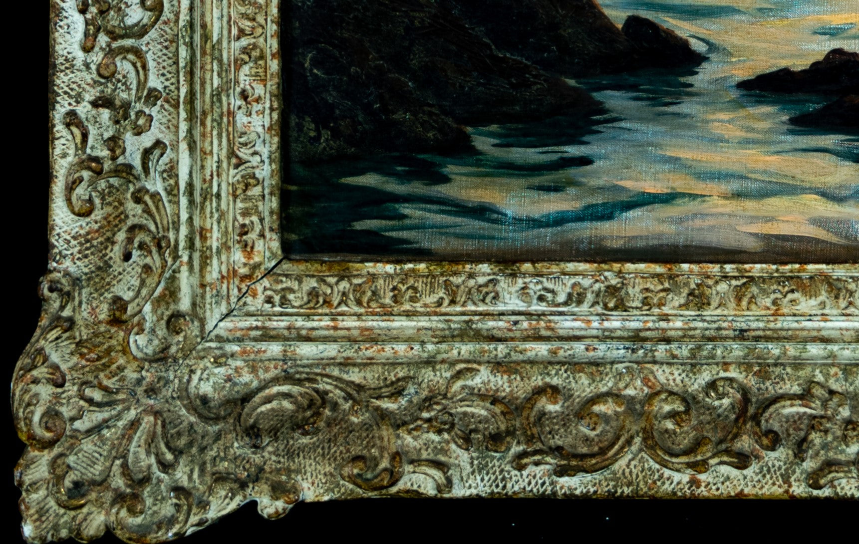 Oil Painting, Coastal Seascape, Roger de la Corbiere, 1930's Framed