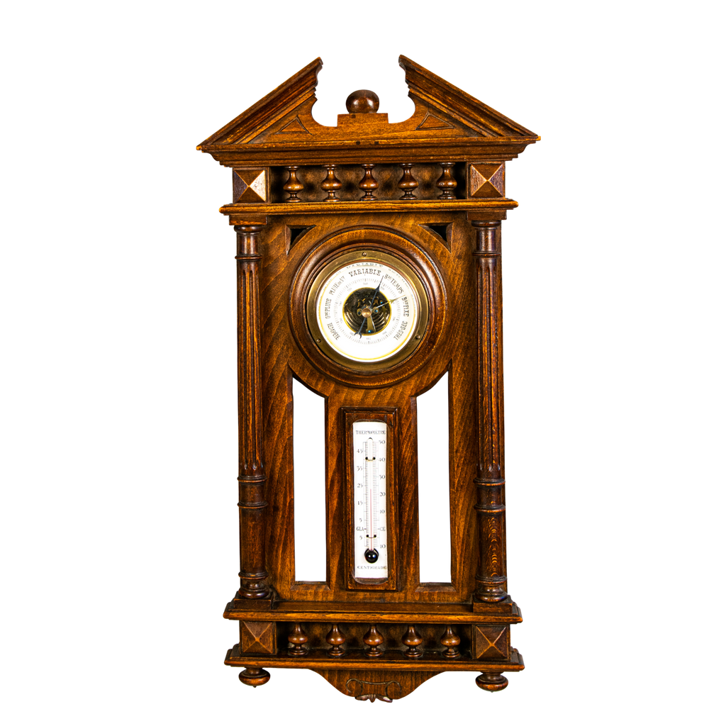 Barometer, antique,  Georgian style, barometer, oak, thermometer,