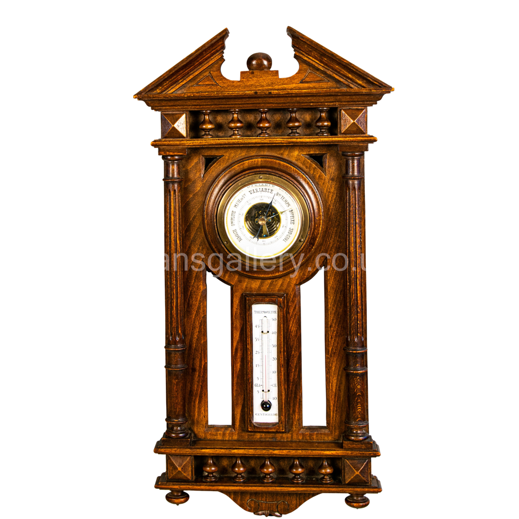 Barometer, antique,  Georgian style, barometer, oak, thermometer,