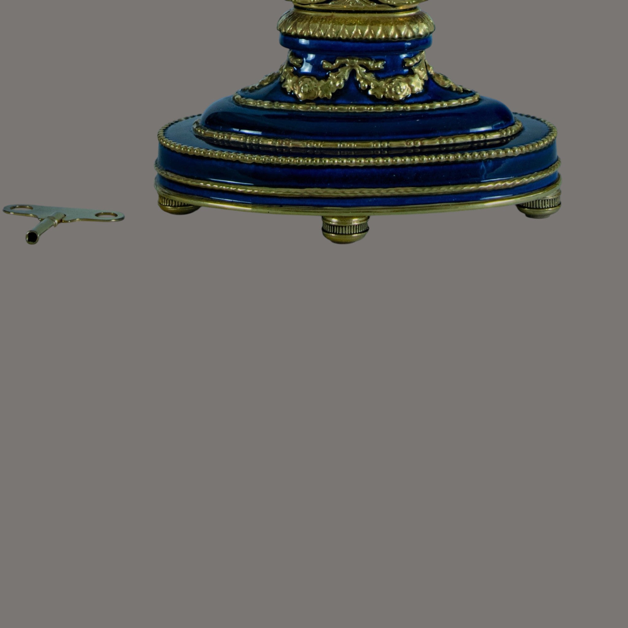 Mantle Clock, Marie Antoinette, Cobalt Blue Porcelain