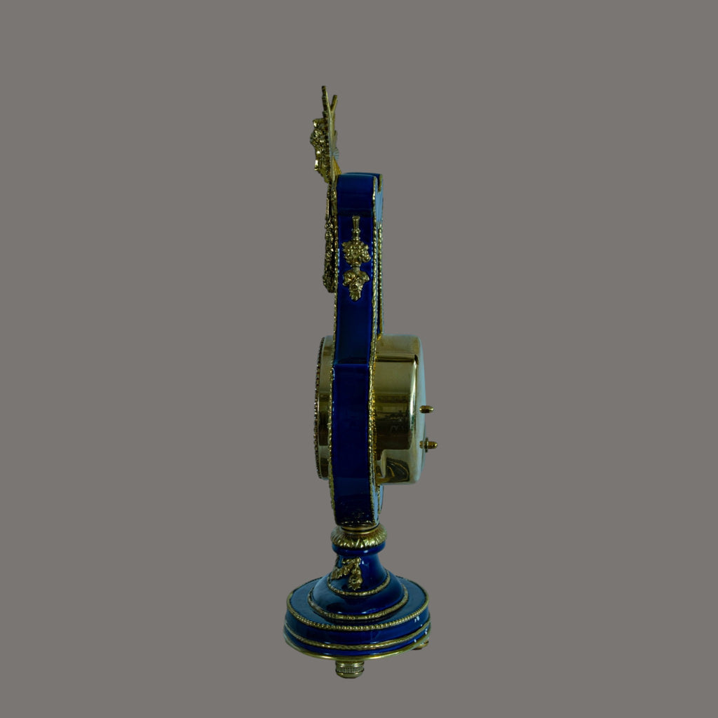 Mantle Clock, Marie Antoinette, Cobalt Blue Porcelain