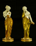 Royal Worcester ˜Joy and Sorrow™ Figurines by James Hadley, 1902, Antique