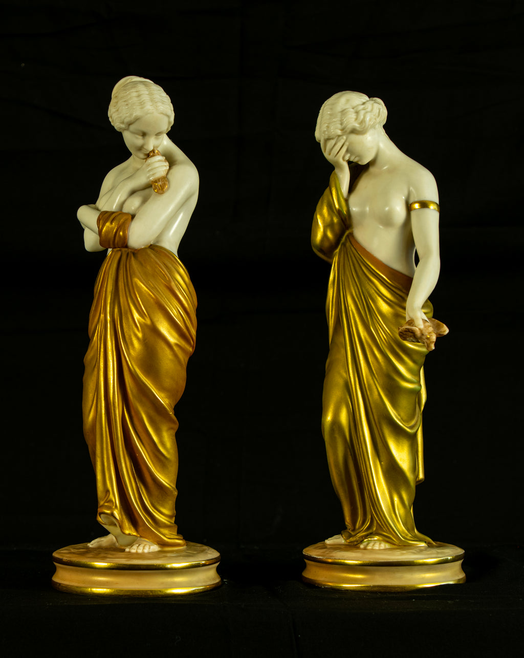 Royal Worcester ˜Joy and Sorrow™ Figurines by James Hadley, 1902, Antique