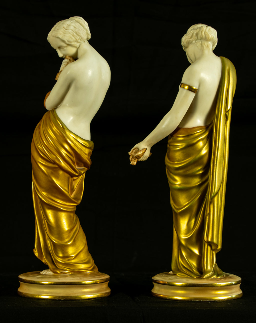 Royal Worcester ˜Joy and Sorrow™ Figurines by James Hadley, 1902, Antique