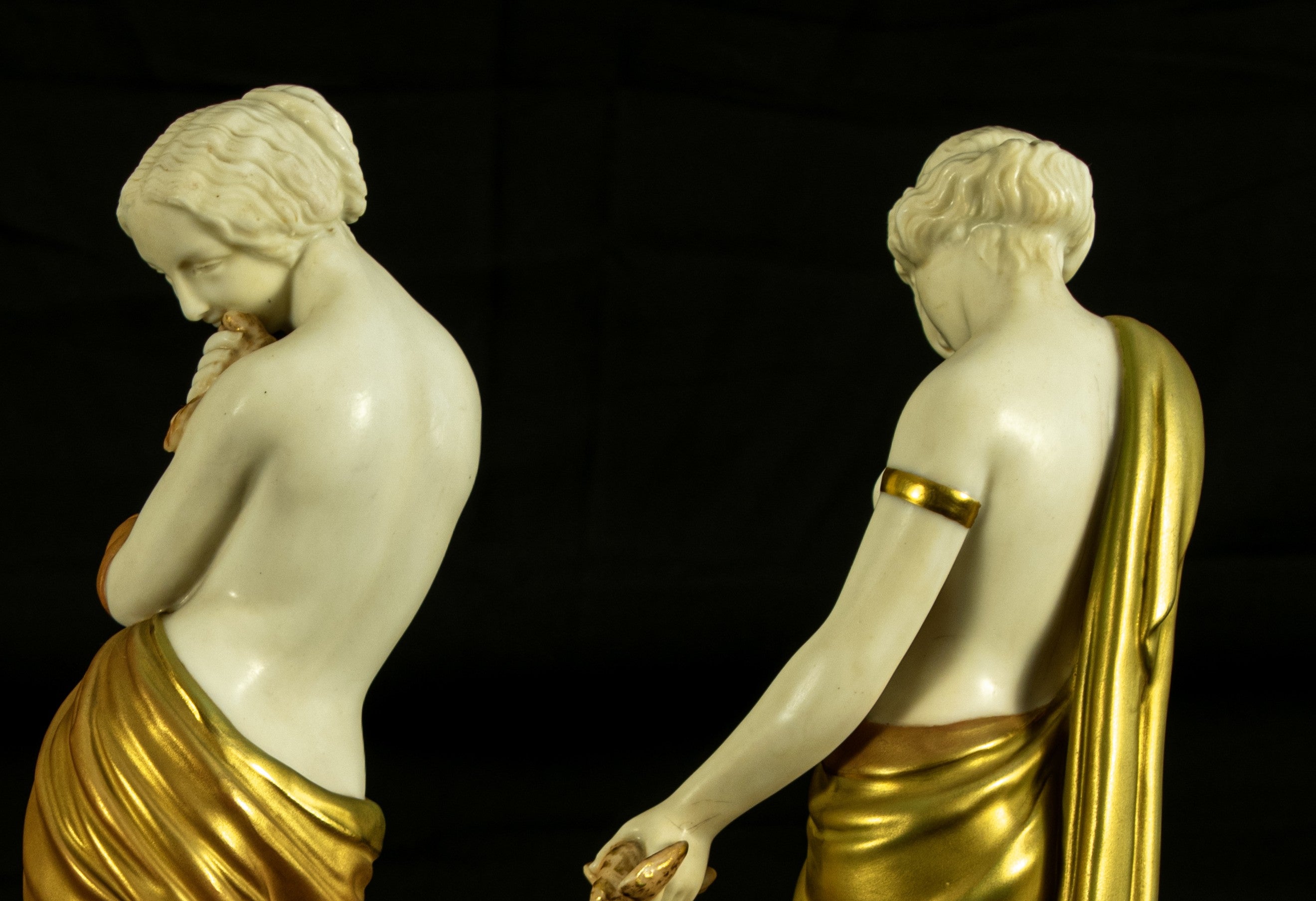 Royal Worcester ˜Joy and Sorrow™ Figurines by James Hadley, 1902, Antique