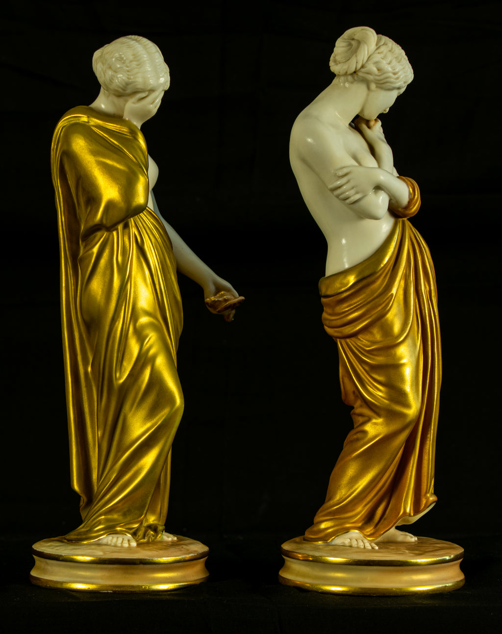 Royal Worcester ˜Joy and Sorrow™ Figurines by James Hadley, 1902, Antique