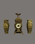Mantle Clock, Antique, French, lacquered, brass,