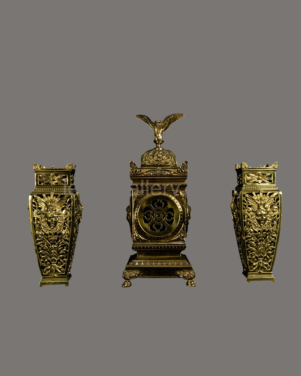 Mantle Clock, Antique, French, lacquered, brass,