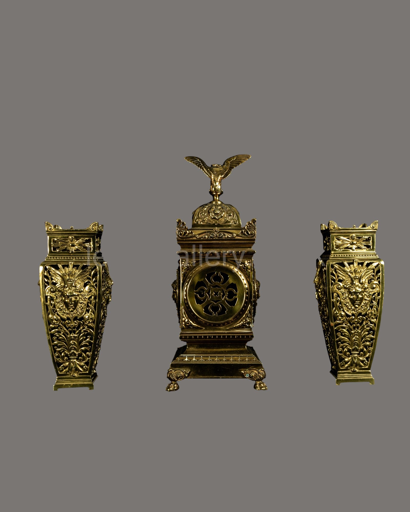 Mantle Clock, Antique, French, lacquered, brass,