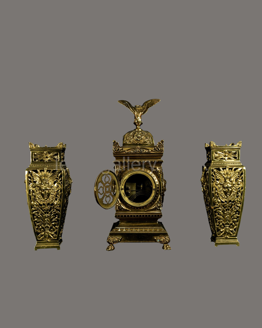 Mantle Clock, Antique, French, lacquered, brass,