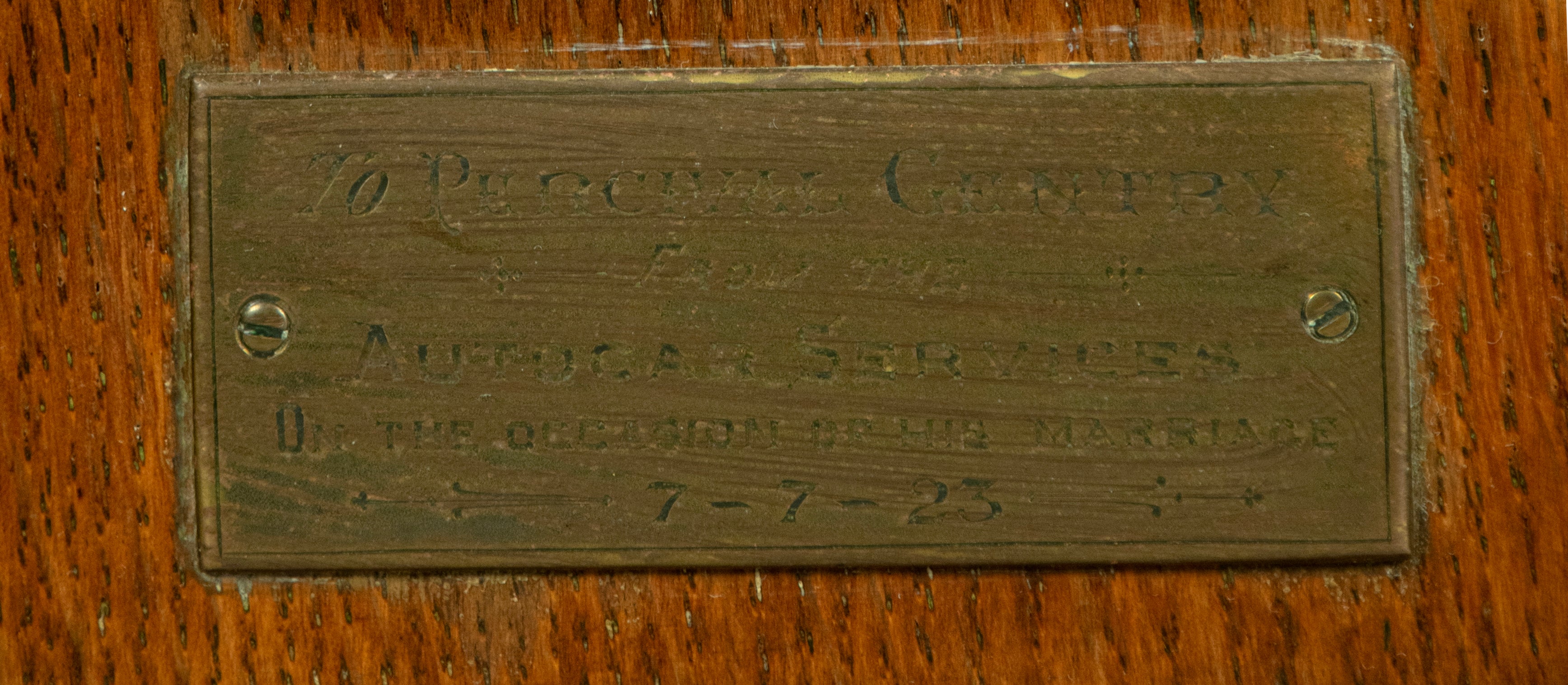 Antique Edwardian Mantle Clock 1900, Dated 1923, Original Key & Pendulum