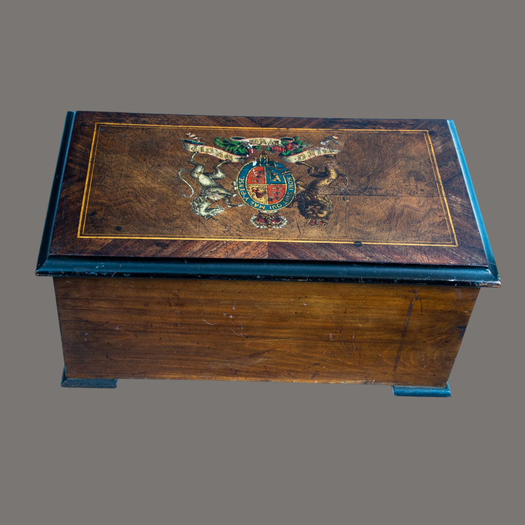 Music Box, Antique , with British Coat of Arms