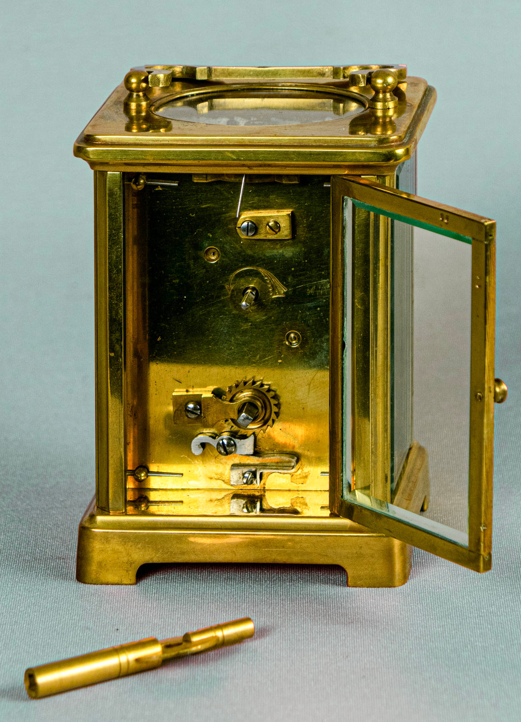 Carriage Clock,Antique, British, Brass Gilded