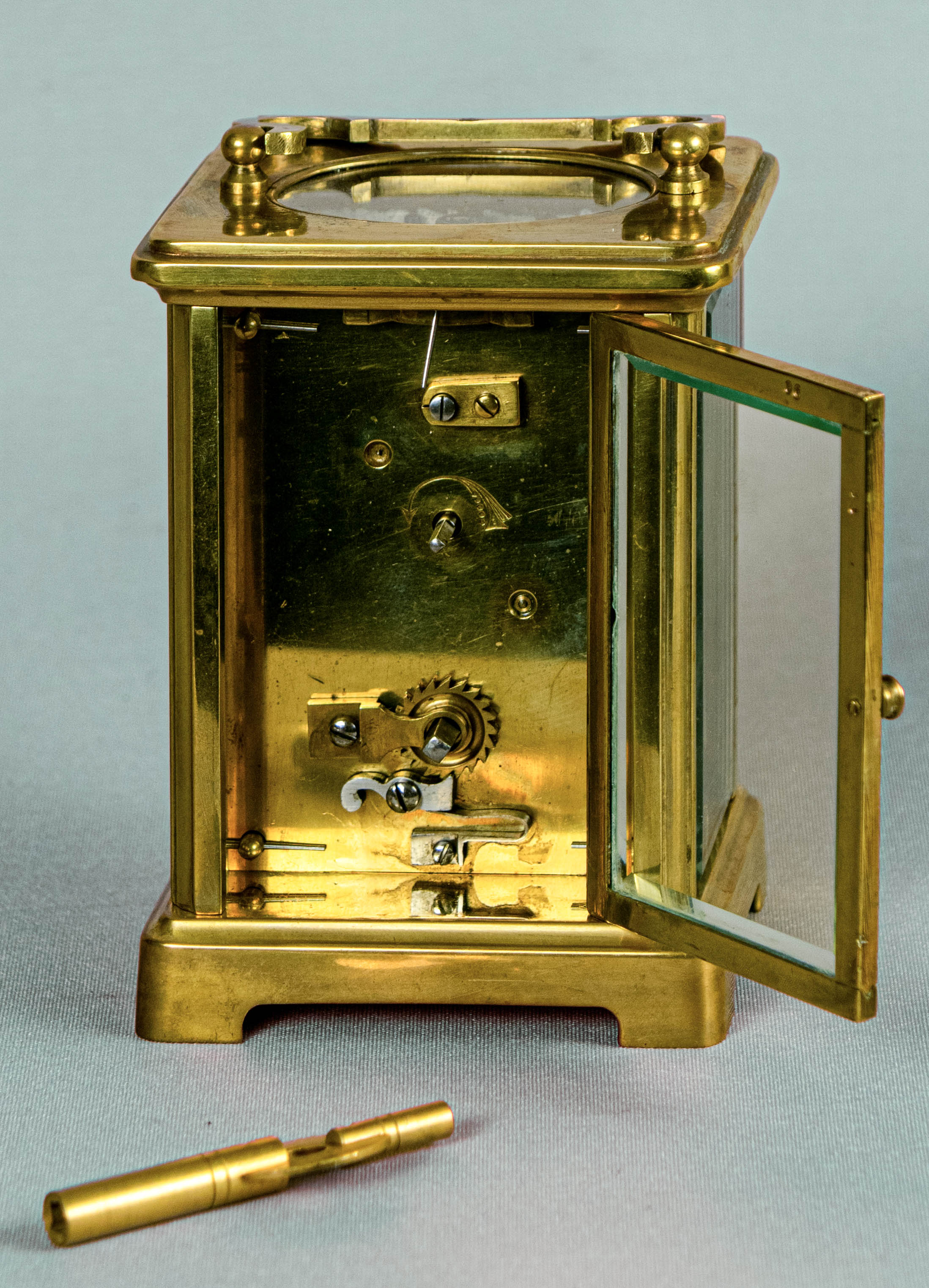 Carriage Clock,Antique, British, Brass Gilded
