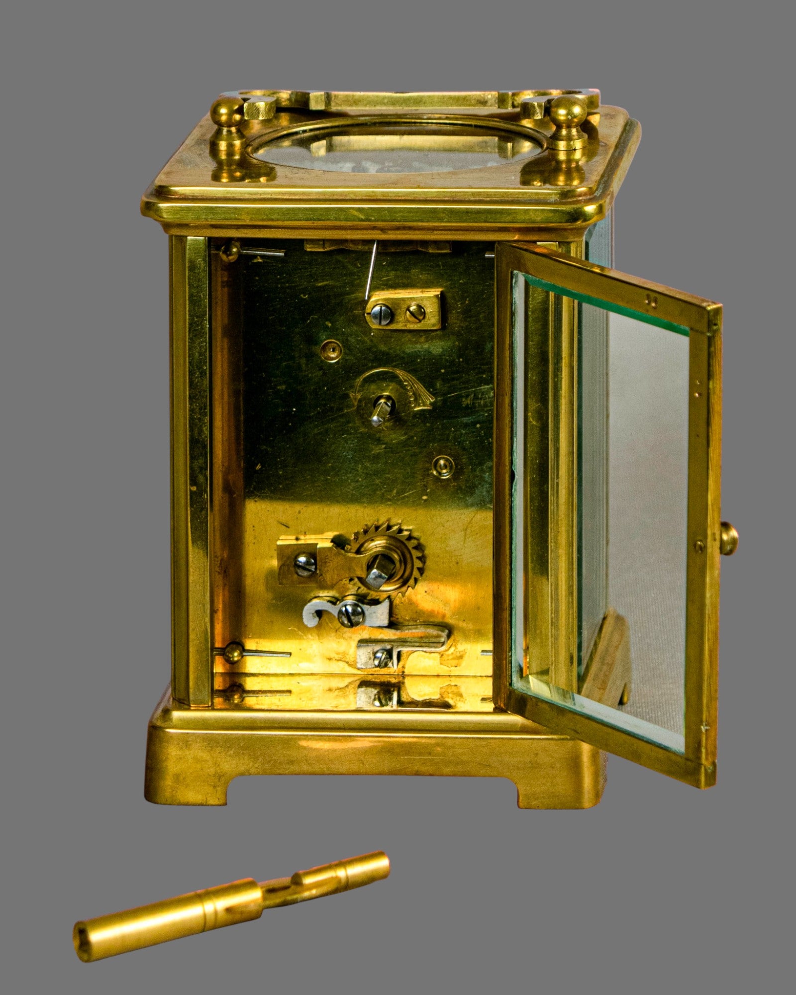 Carriage Clock, Vintage, Gilt Brass, English,