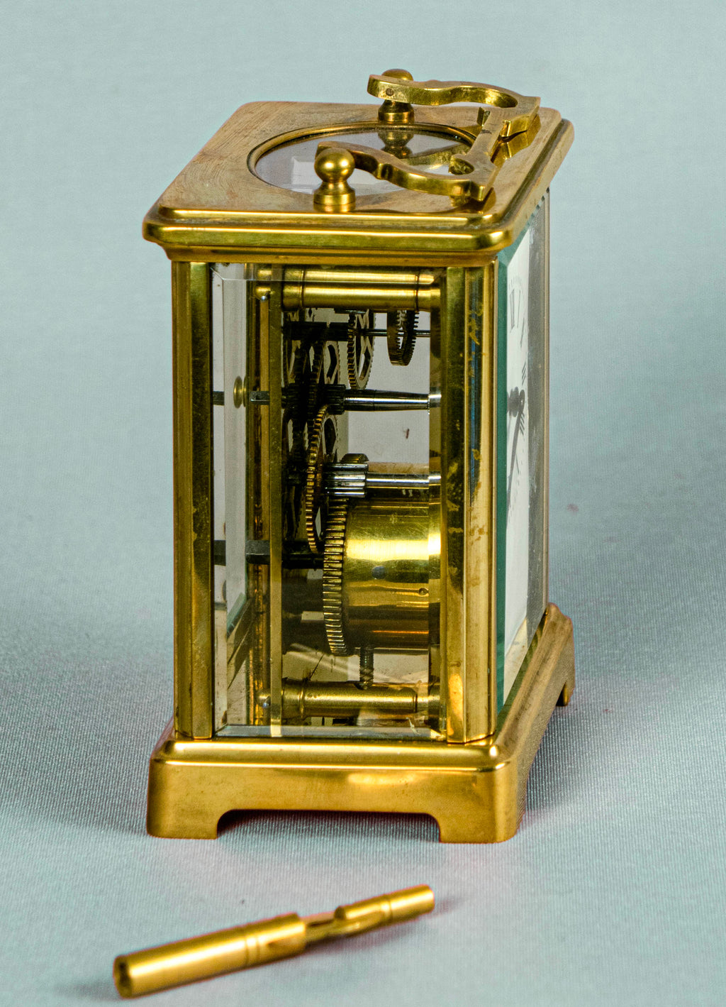 Carriage Clock,Antique, British, Brass Gilded