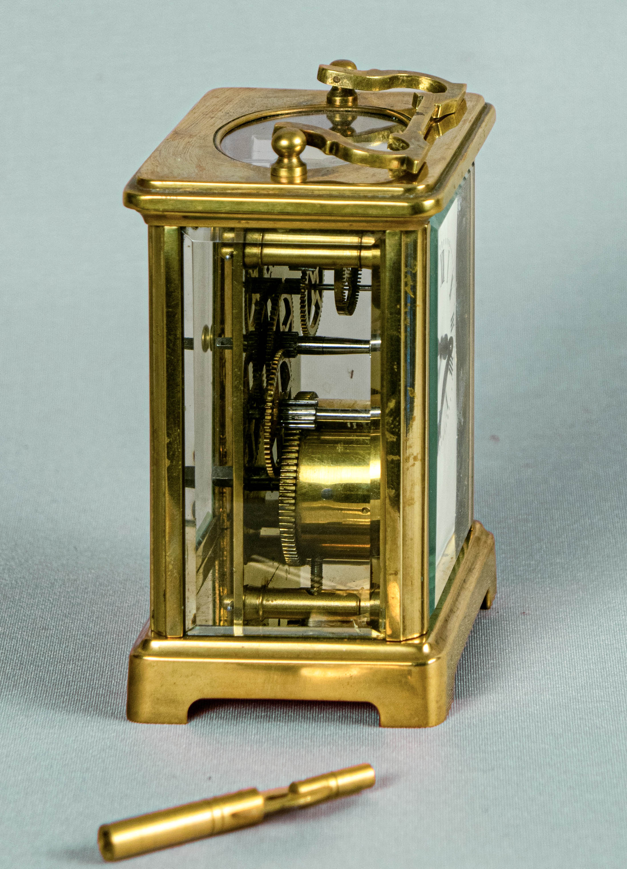 Carriage Clock,Antique, British, Brass Gilded