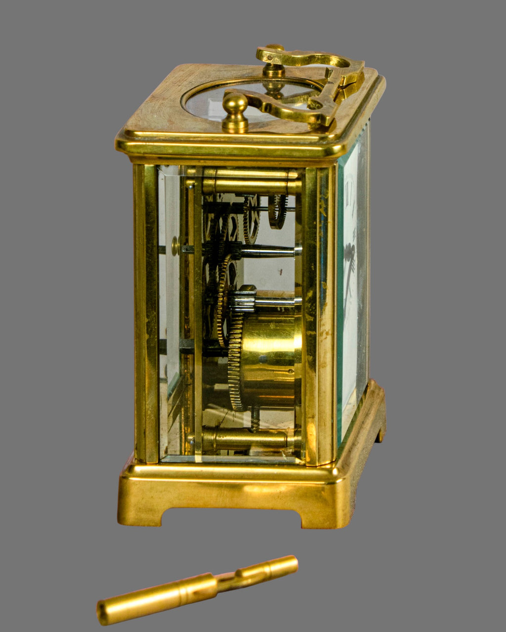 Carriage Clock, Vintage, Gilt Brass, English,