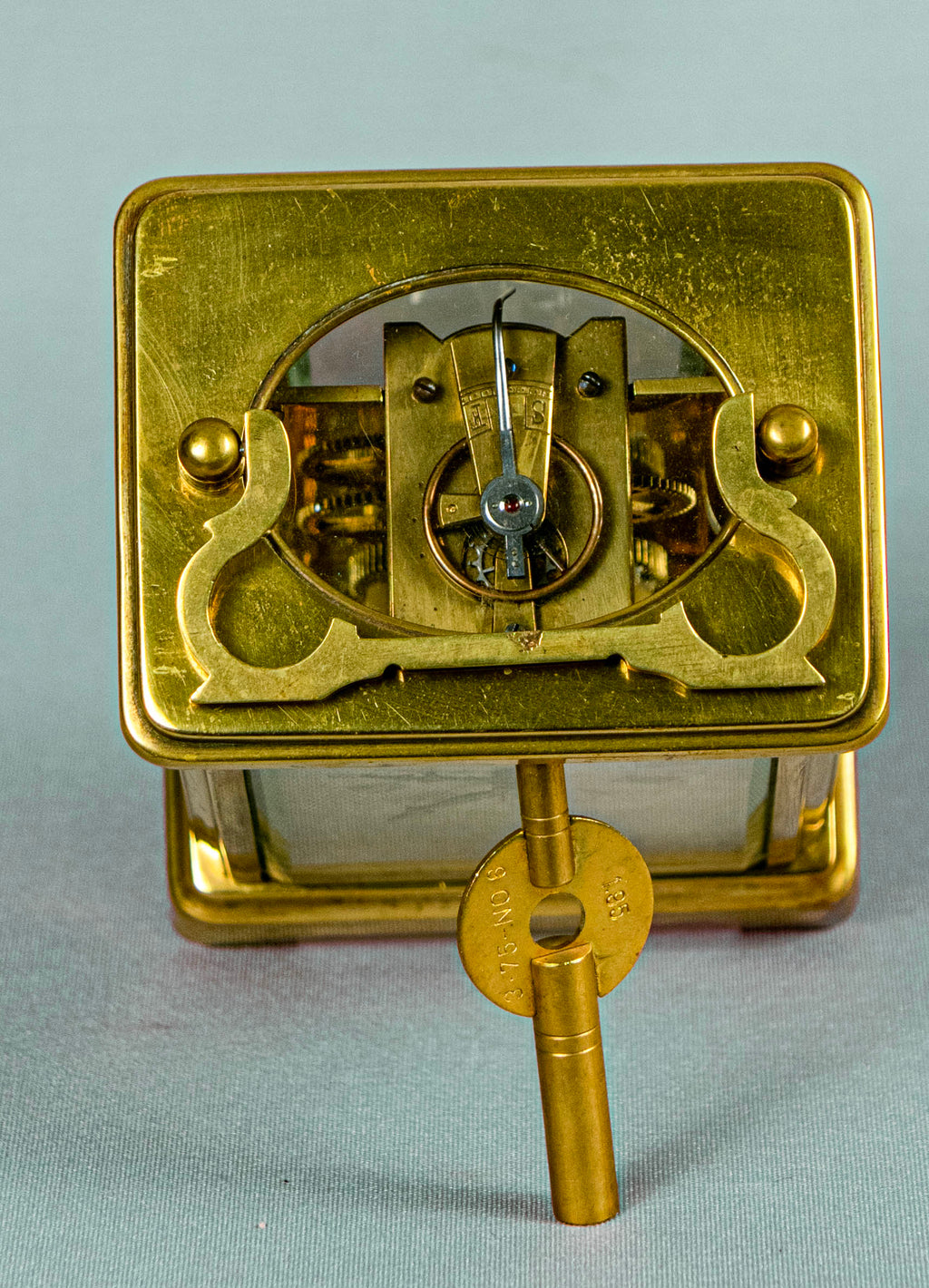 Carriage Clock,Antique, British, Brass Gilded