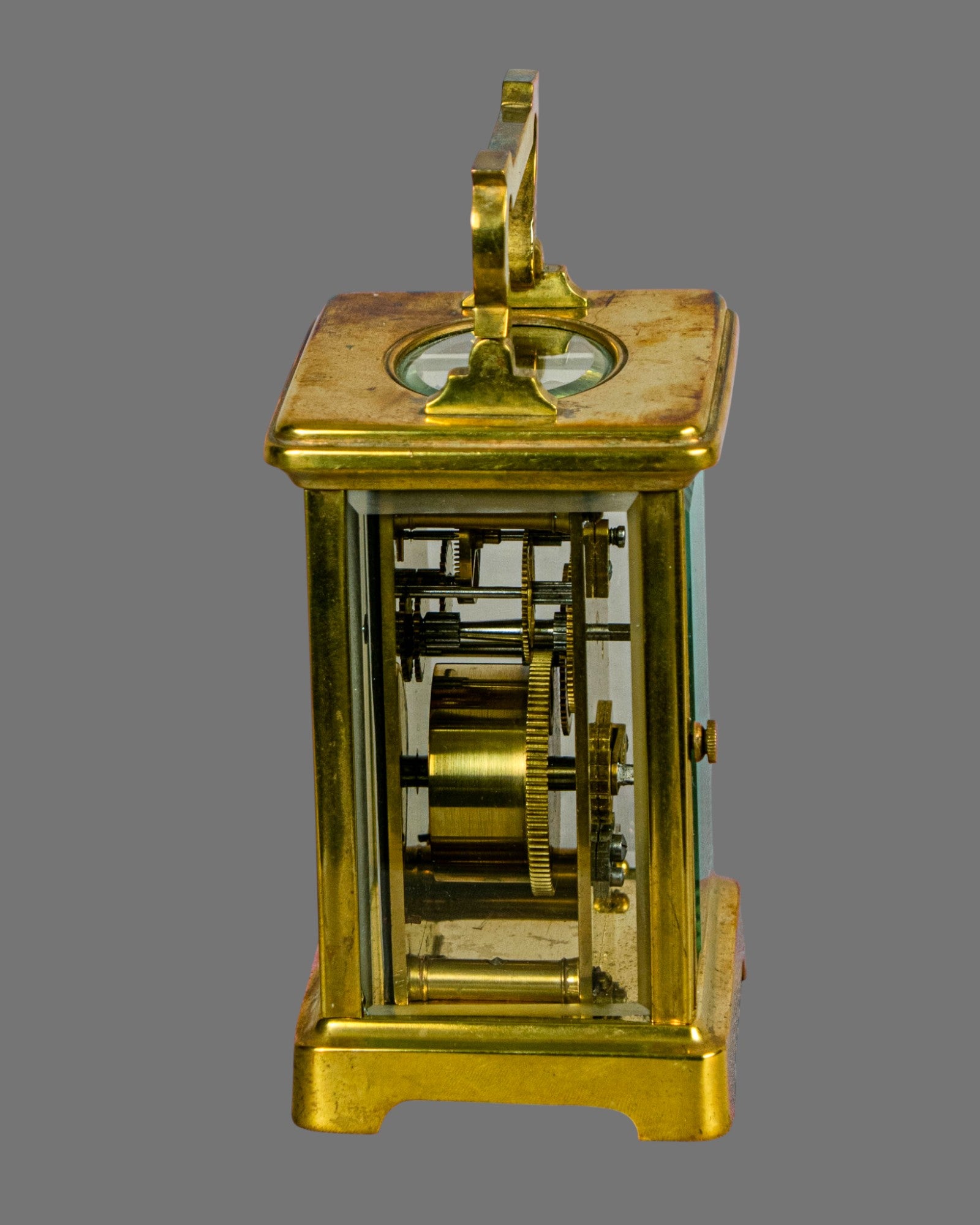 Carriage Clock, Vintage, Gilt Brass, English,