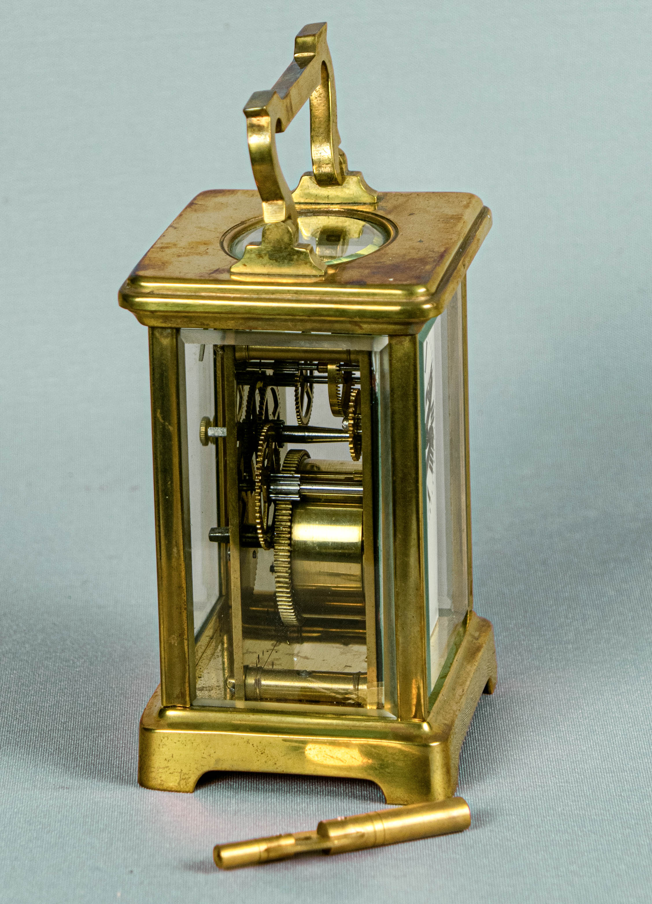 Carriage Clock,Antique, British, Brass Gilded