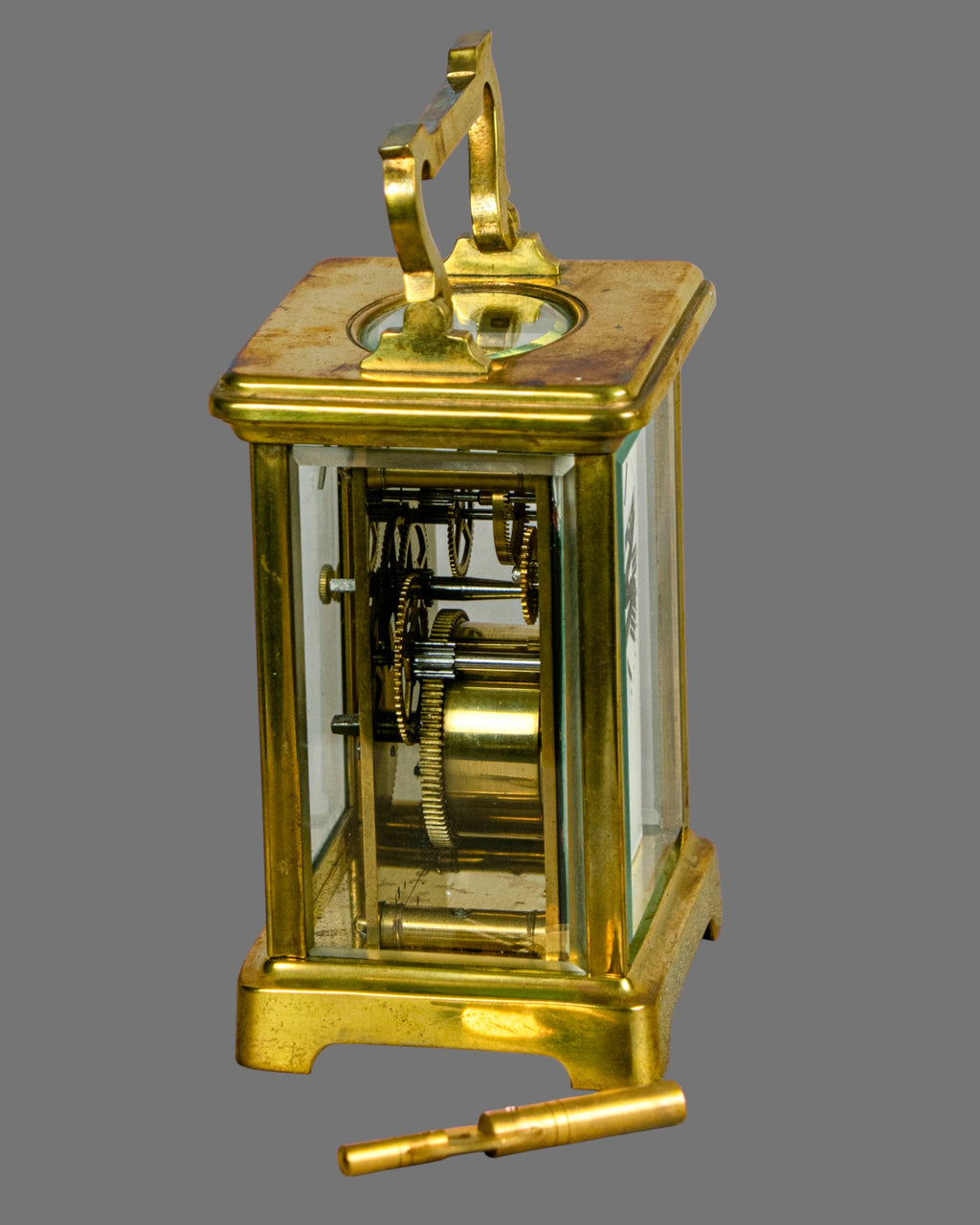Carriage Clock, Vintage, Gilt Brass, English,