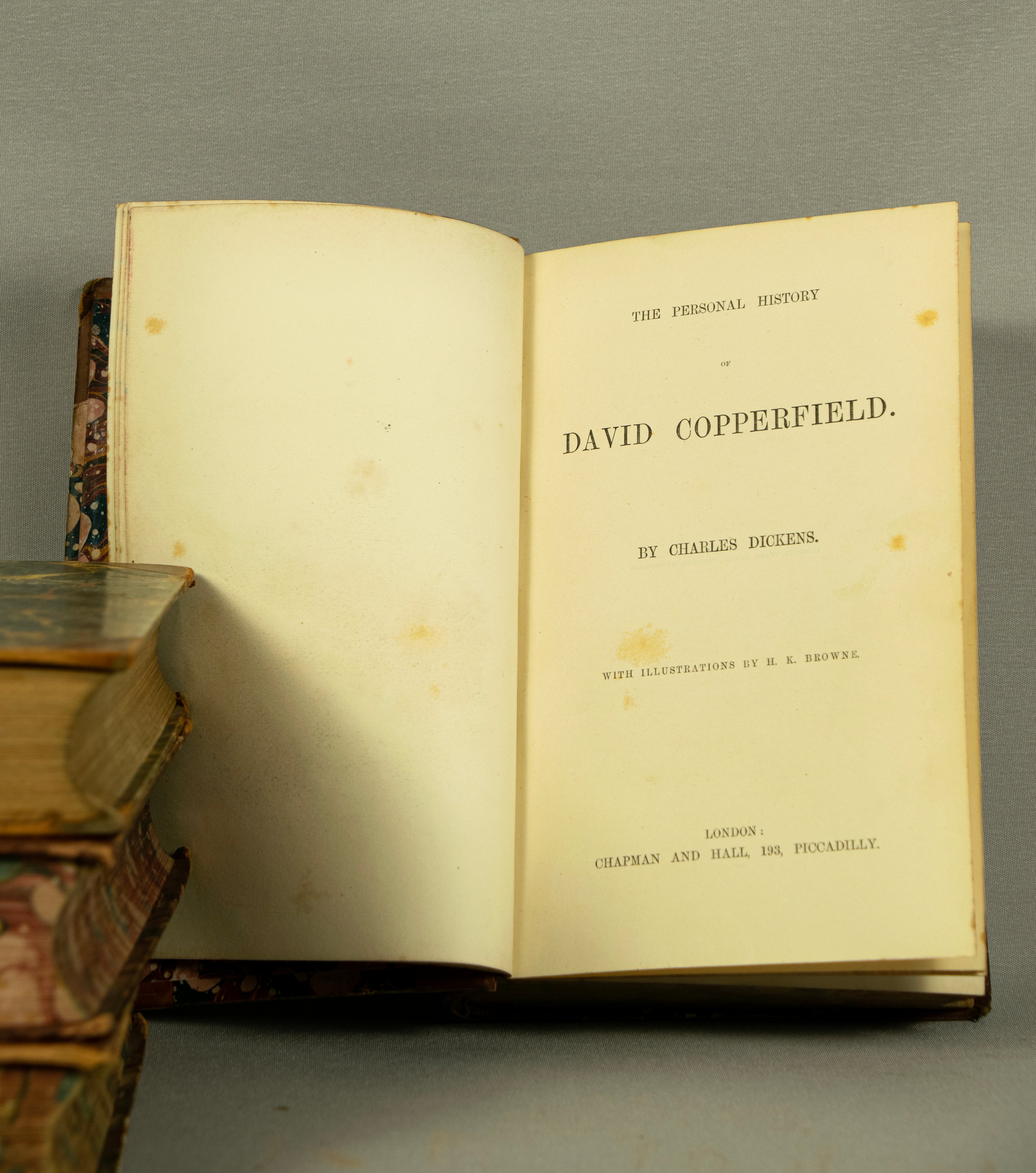 Antique Charles Dickens, 4-Volume Set, Half Calf Leather Binding, 19th Century